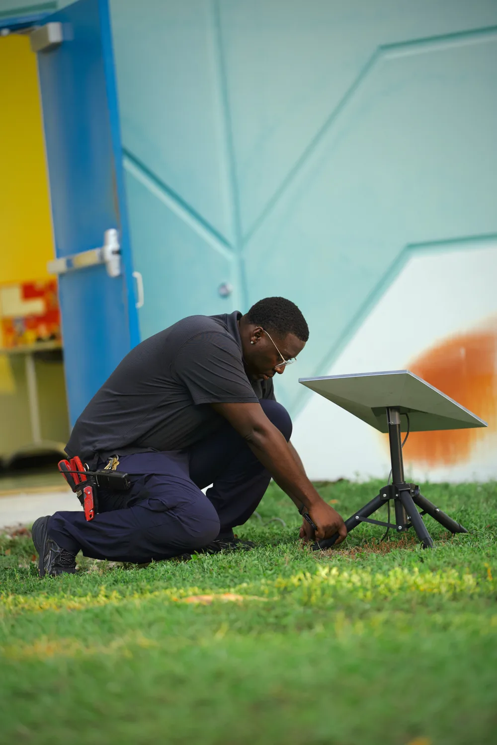 ClearPath Connect technician installing temporary event internet equipment